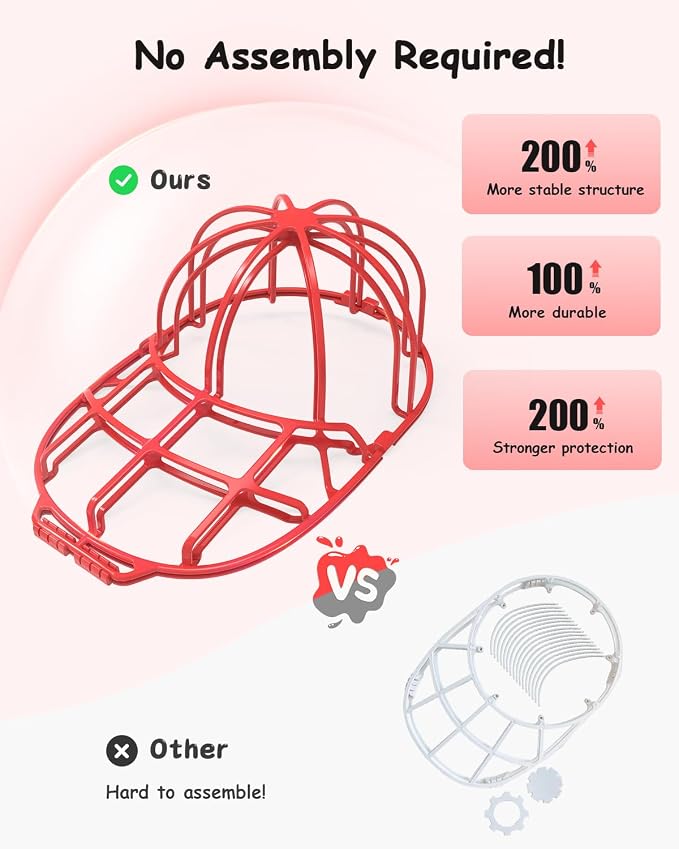 XQXA 2-Pack Baseball Hat Washer Cage | Machine-Washable Cap Cleaner Frame - Image 2