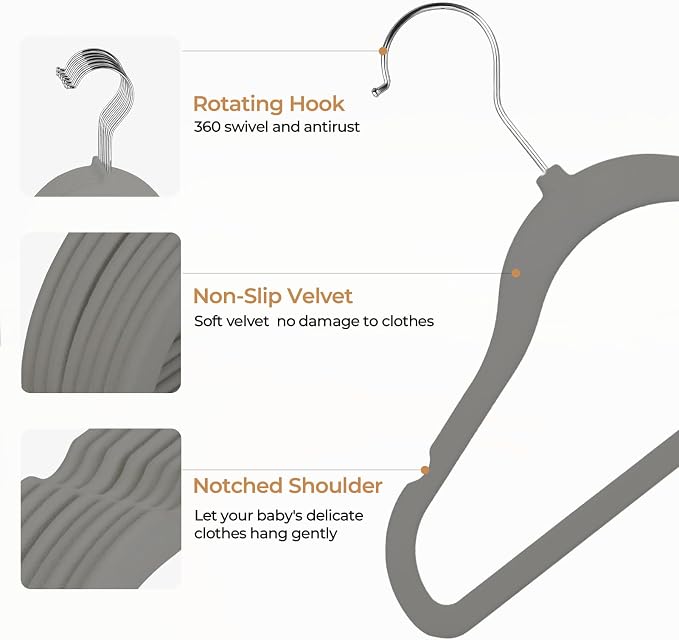 GoodtoU Kids Hangers Velvet 50 Pack 14" - Image 3