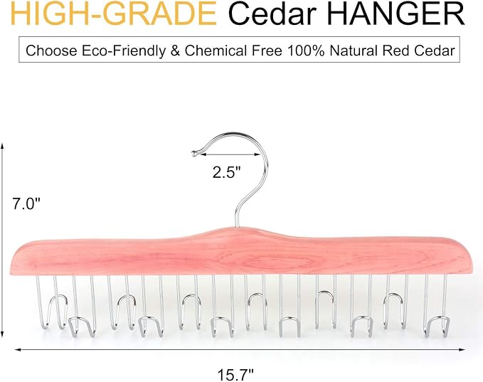 TOPIA HANGER American Red Cedar Wood Belt Hanger, Belt Organizer Rack - Image 2