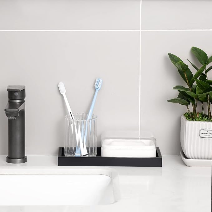 Bathroom Trays for Counter, Slicone Vanity Trays for Bathroom, Rectangle Sponge - Image 2