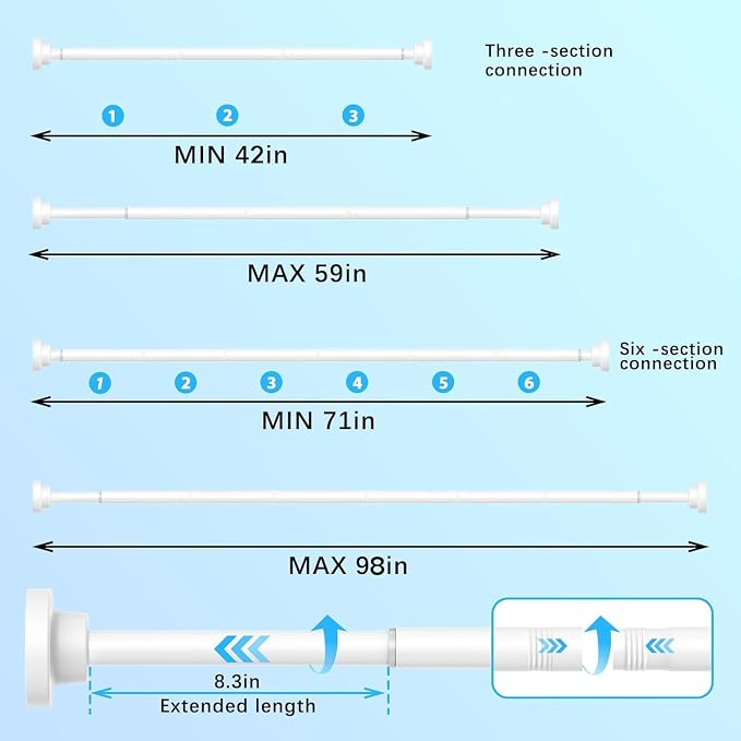 AIZESI Shower Rod Tension 42-98 Inch, Shower Rods - Image 2