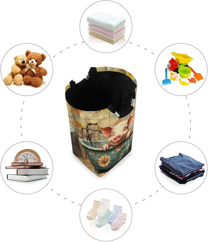 Sweet Pet Pig Retro Bathtub laundry baskets, collapsable and waterproof laundry - Image 4