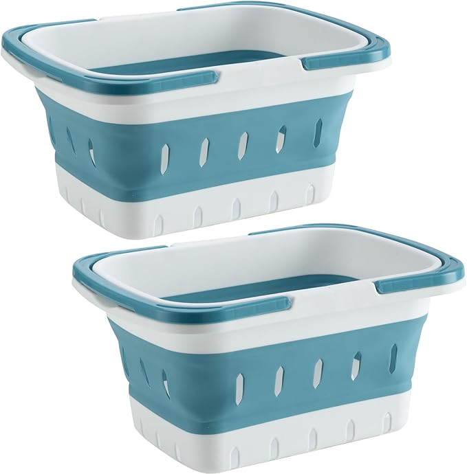 2 Pack Portable Shower Caddy Tote, Plastic Storage Collapsible Basket by ANNIYA