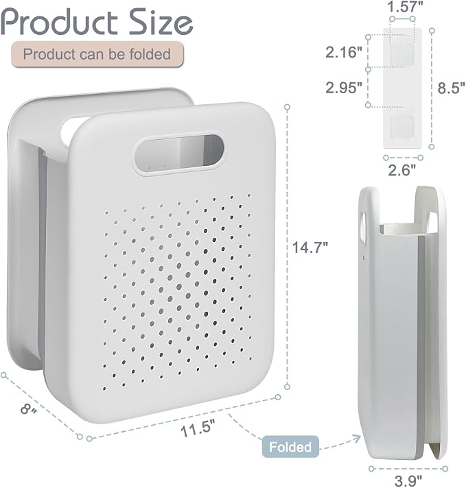 Collapsible Laundry Basket, Space-Saving Wall-Mounted Hamper, Detachable - Image 2