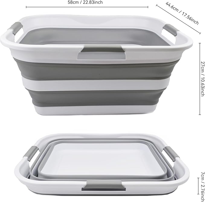 SAMMART 42 Collapsible Plastic Laundry Basket, Foldable Pop Up Storage - Image 2