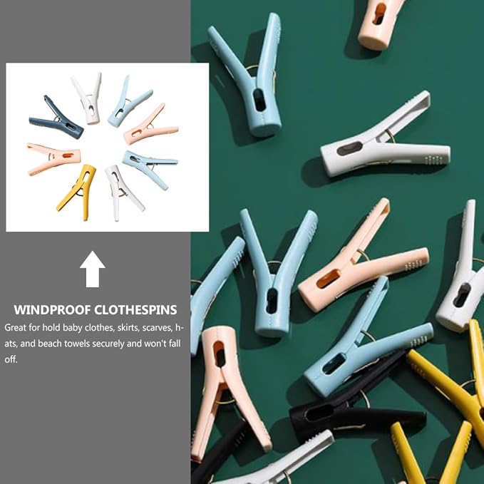 Luxshiny 50pcs Non-Slip Strong Plastic Clothespin Clips - Image 3