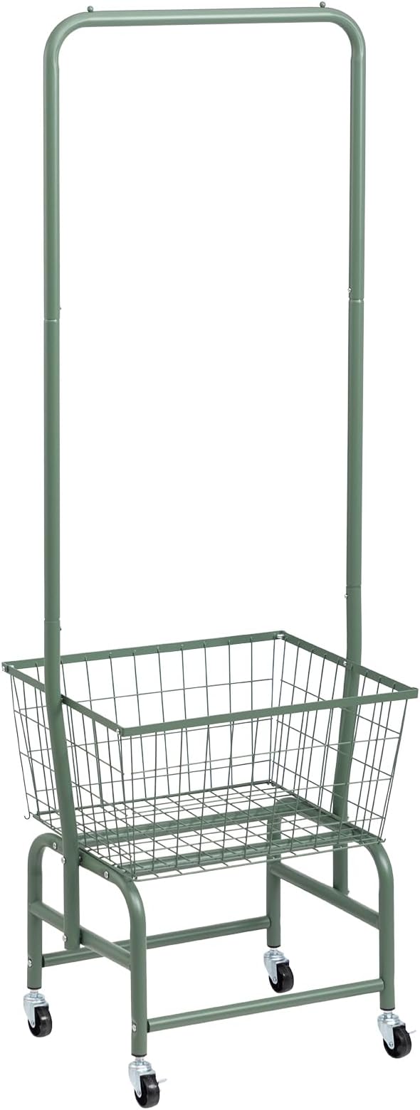 ALIMORDEN Laundry Cart with Clothes Rack, Rolling Laundry Butler with Wire by ALIMORDEN