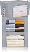 Clothes Storage Box Bins Stackable Foldable Organizer, Sturdy Handles by STSTECH
