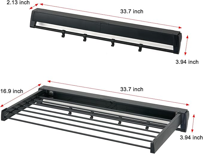Wall Mounted Drying Rack, Aluminum Collapsible, 88 lbs Capacity, Foldable - Image 6