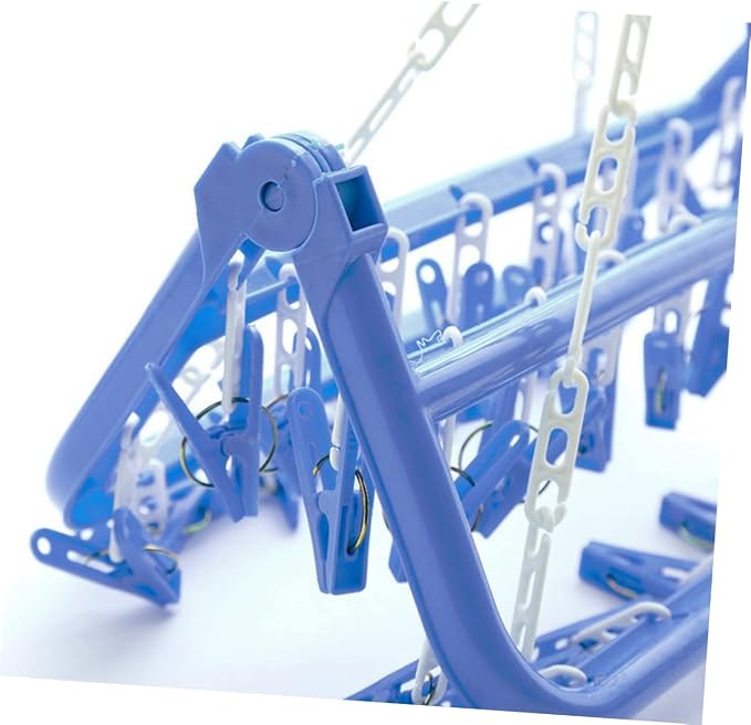 Laundry Drying Rack 32 Clips Plastic Hanger Folding - Image 4