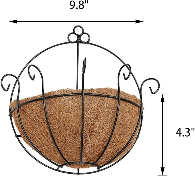 Orgrimmar 2 Pcs Iron Wall Hanging Planters Basket 9.8 Inches Half Round Plant - Image 2