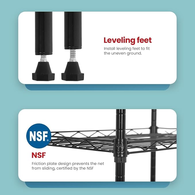 Meet perfect 5-Tier Wire Shelving Unit, NSF Certified Metal Storage Rack - Image 6