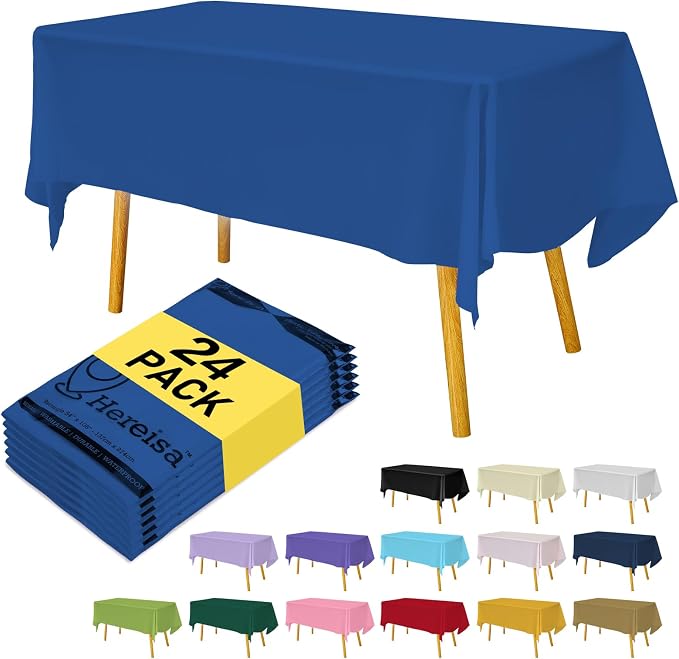 Royal Blue Disposable Plastic Tablecloth by Hereisa
