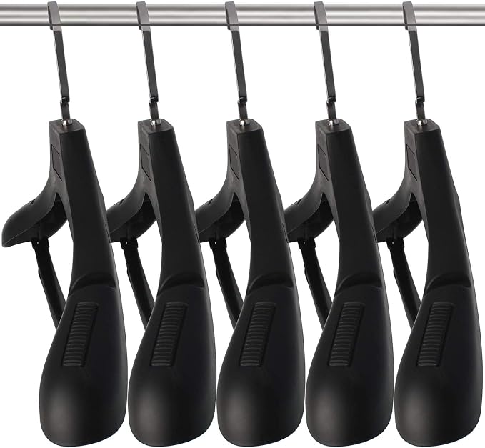 Plastic Extra Wide Suit Hangers, Width: 17.7", Notched Shoulders & Metal Hooks by DEDU