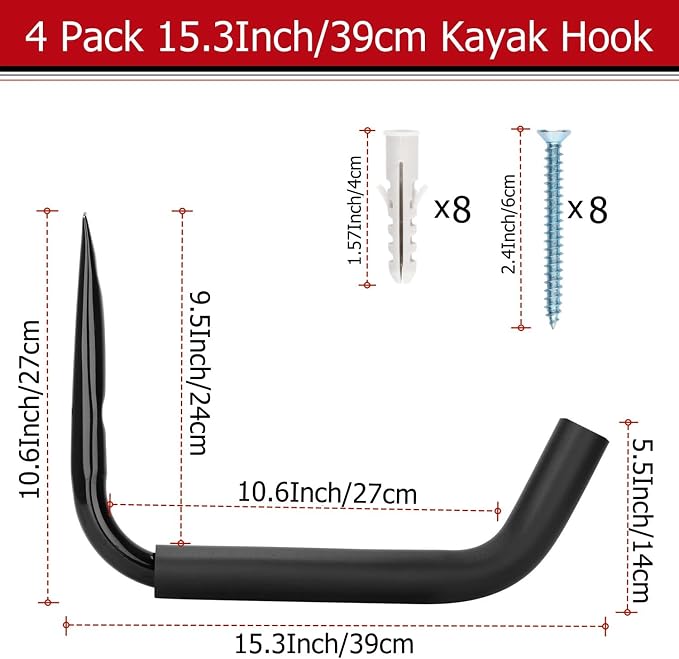 Kayak Storage Hooks, Wall Mount Garage Canoe Storage Hangers - Image 2