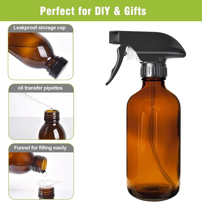 16oz Amber Glass Spray Bottles, Hair Care, Plants - Image 4