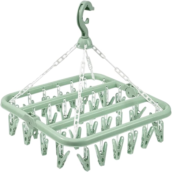 High-Capacity 32 Hook Garment Rack | Compact Foldable Design | Windproof by Unknown