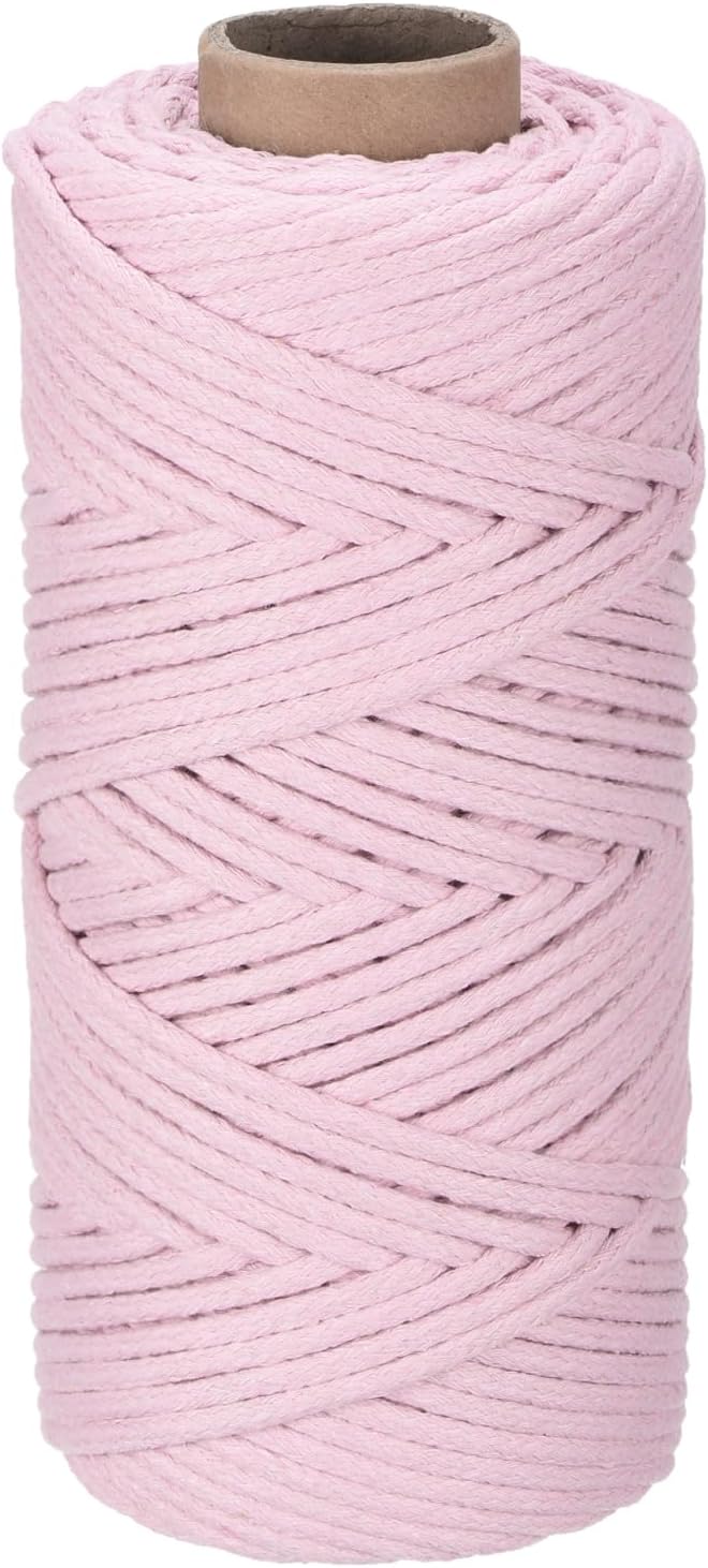 Rebower Macrame Cord 4mm x 109 Yard, Natural Cotton Macrame Rope Twisted by Rebower