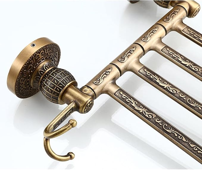 ZHOUXIAO Swing Out Towel Bar Gold Carved Finish, Vintage Towel Racks - Image 5