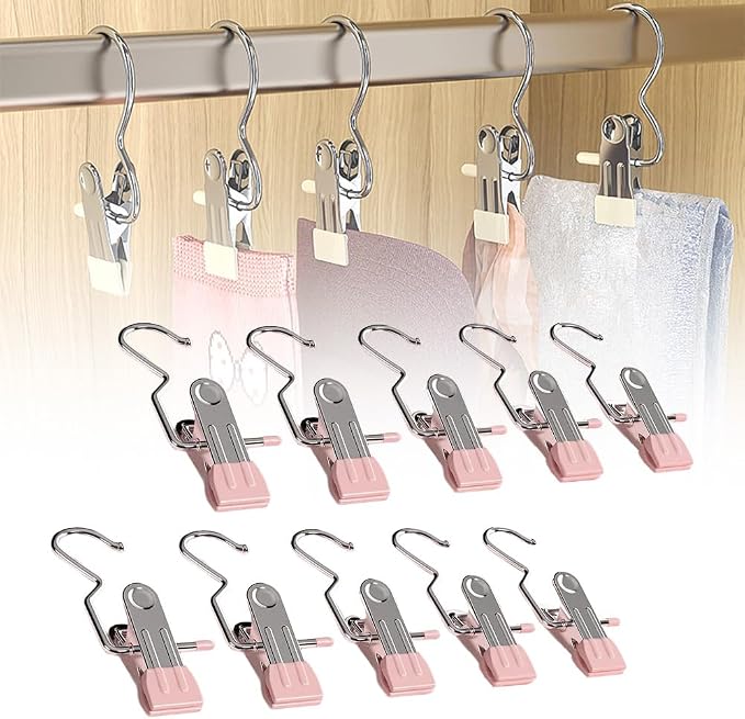 50 PCS Stainless Steel Laundry Hanging Hooks Clips, Anti-Rust Clip Space-Saving by Drkicsy