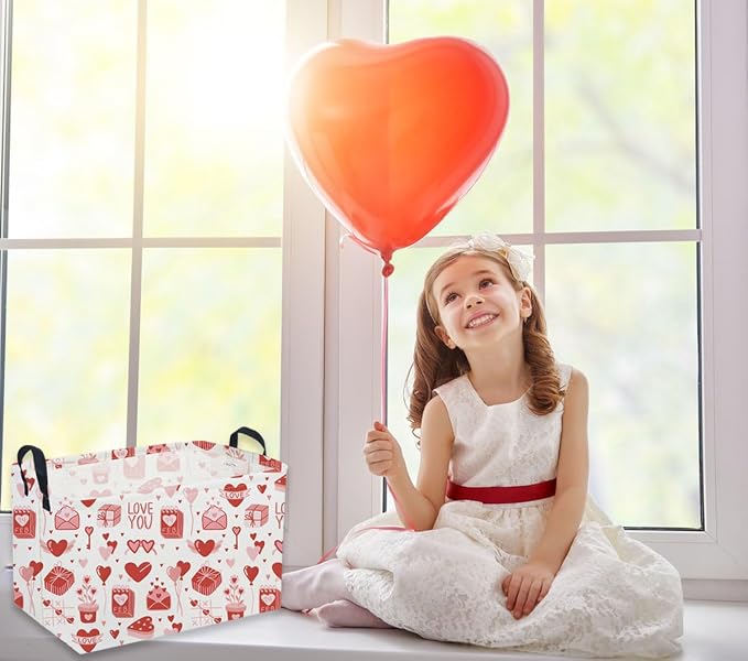 Sanjiaofeng Rectangular Valentine's Day Basket Love Storage Bins, Girls Storage - Image 3