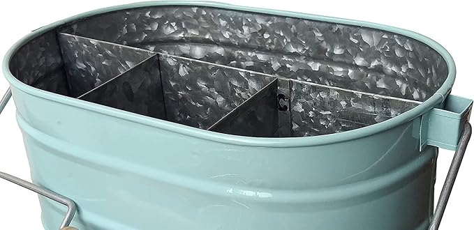 Galvanized Metal Caddy with 4 Compartments, Rustic Farmhouse Kitchen Indoor - Image 5