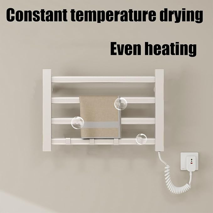 Energy-Saving Small Towel Warmer 4-Bar Heated Drying Rack Wall-Mounted Heated - Image 3