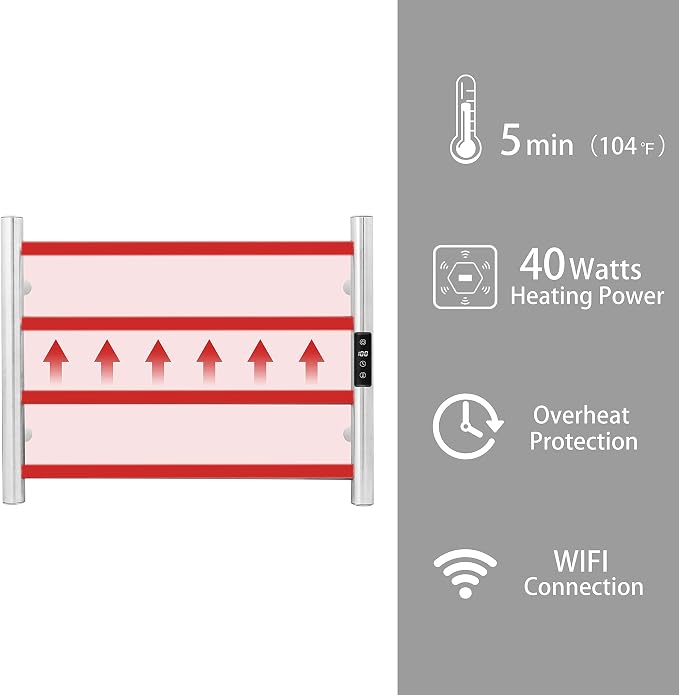 KEG Smart WiFi Towel Warmer Wall Mounted - Image 5