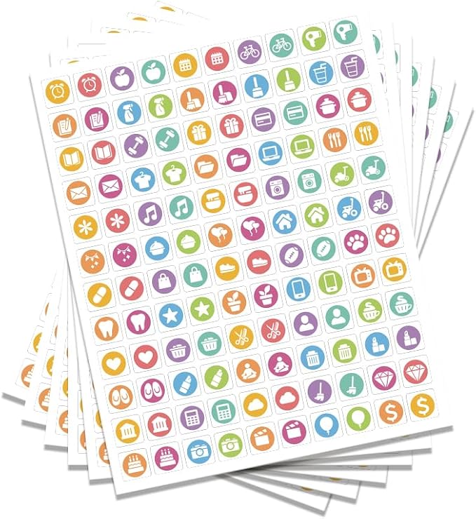 Pack of 600 Planner Stickers, 60 Designs Mini Icons Daily Stickers Calendar by GOMAKERER