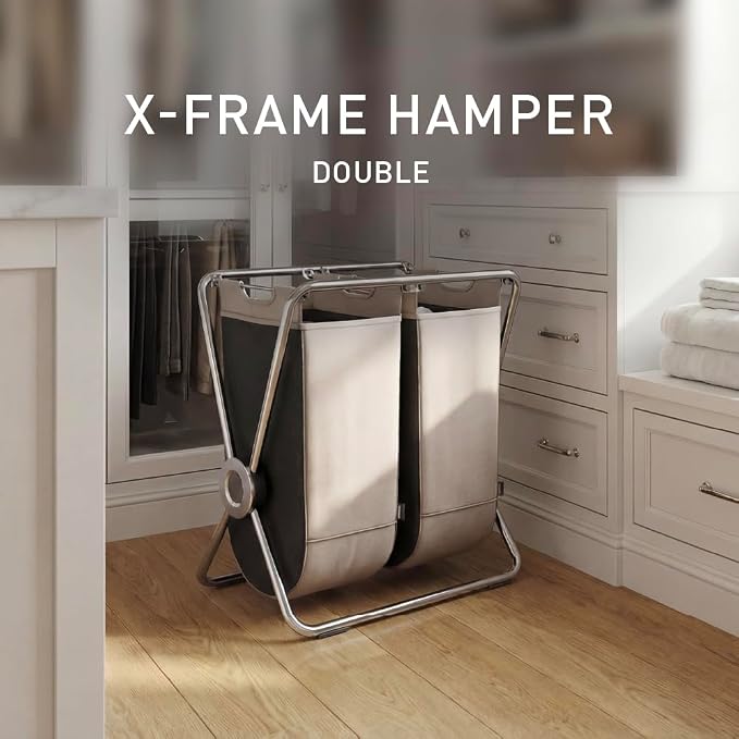simplehuman double x-frame laundry hamper, 100% recycled polyester removable - Image 2