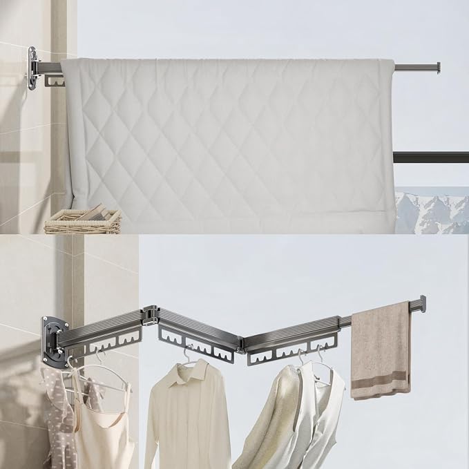 Clothes Drying Rack Wall Mounted, Expandable Drying Rack Clothing, Laundry - Image 8