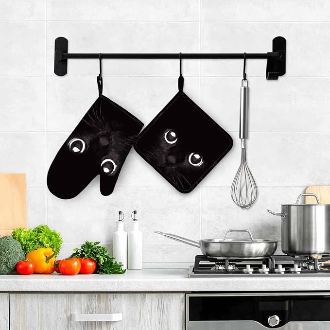 Mxocom Black Cat Oven Mitt and Pot Holder - Image 4