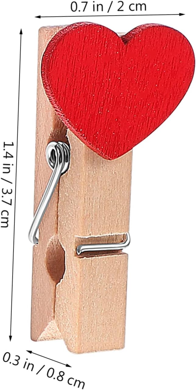 Cabilock 50pcs Mini Wooden Clothespins Heart Clips - Image 2