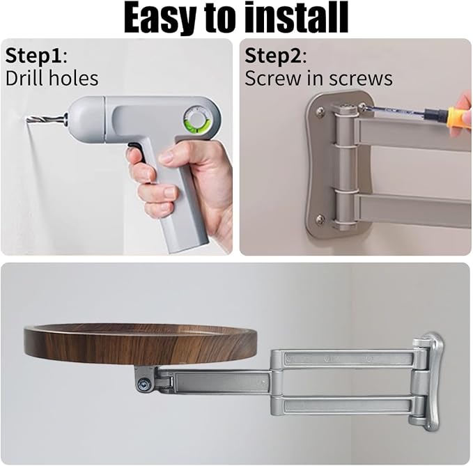 Comeon Wall Mounted Folding Nightstand, Night Stand Fold Down - Image 5