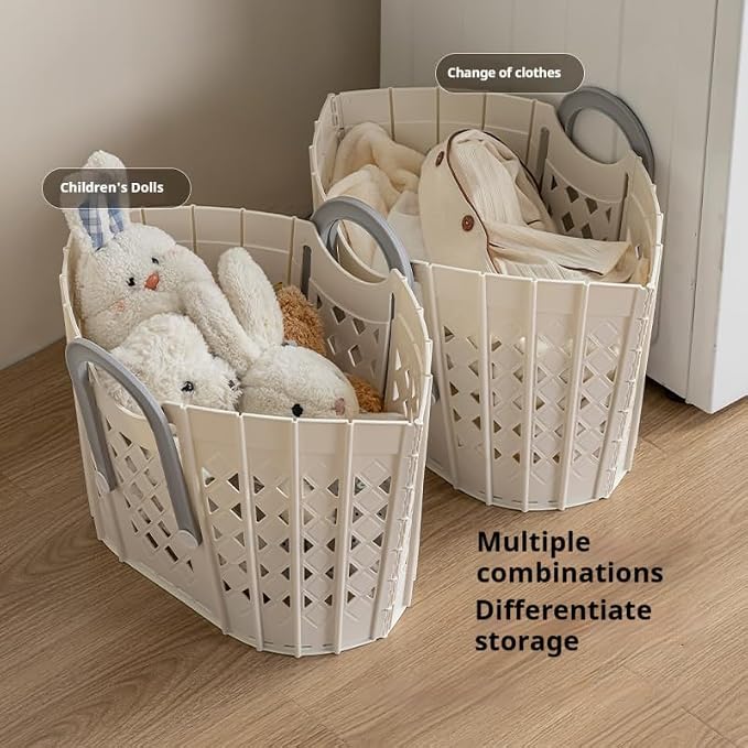 Laundry Basket Collapsible Plastic Portable Hamper, Waterproof Storage - Image 5
