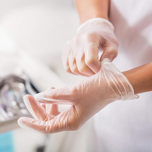Basic Medical Clear Vinyl Exam Gloves - Image 2