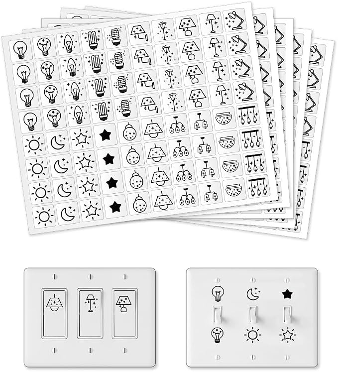 400 Pcs Light Switch Sticker Labels, 20 Designs Transparent Switch ID Stickers by GOMAKERER