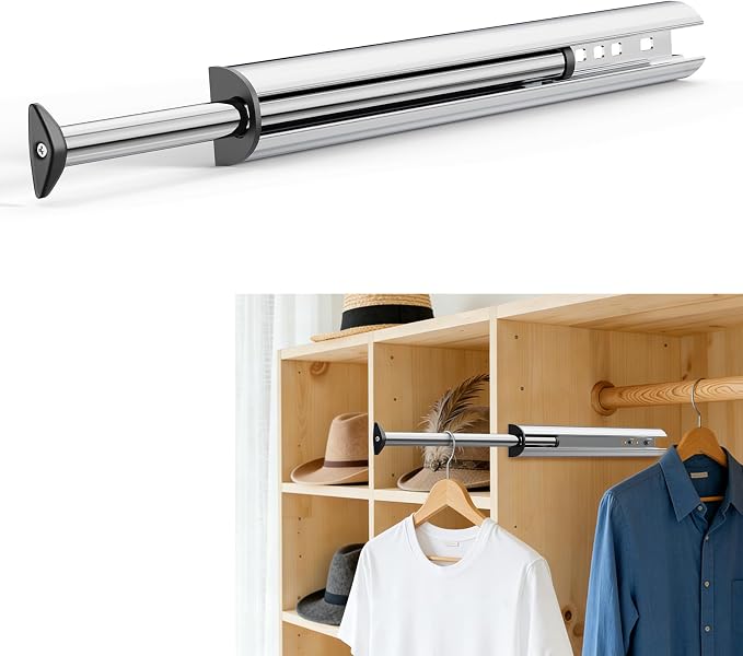 14-Inch Valet Rod for Closet Pull Out, Azcom Hanging Telescoping Clothes Rod by Azcom