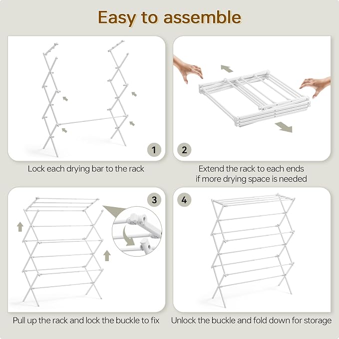KINGBOARD Clothes Drying Rack, Collapsible Drying Rack Clothing - Image 5