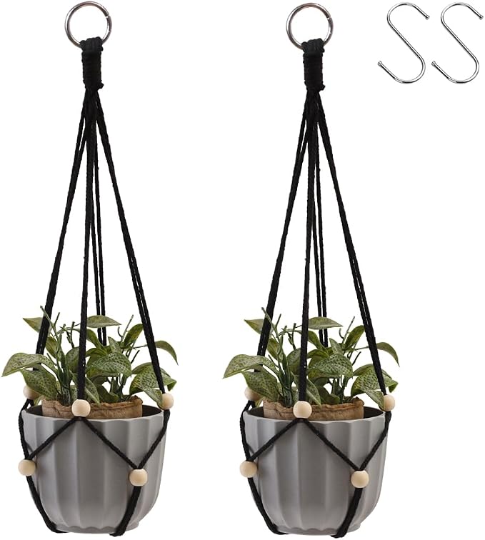 Artilady Black Hanging Planter for Indoor Plants Macrame Plant Hanger Large by Artilady