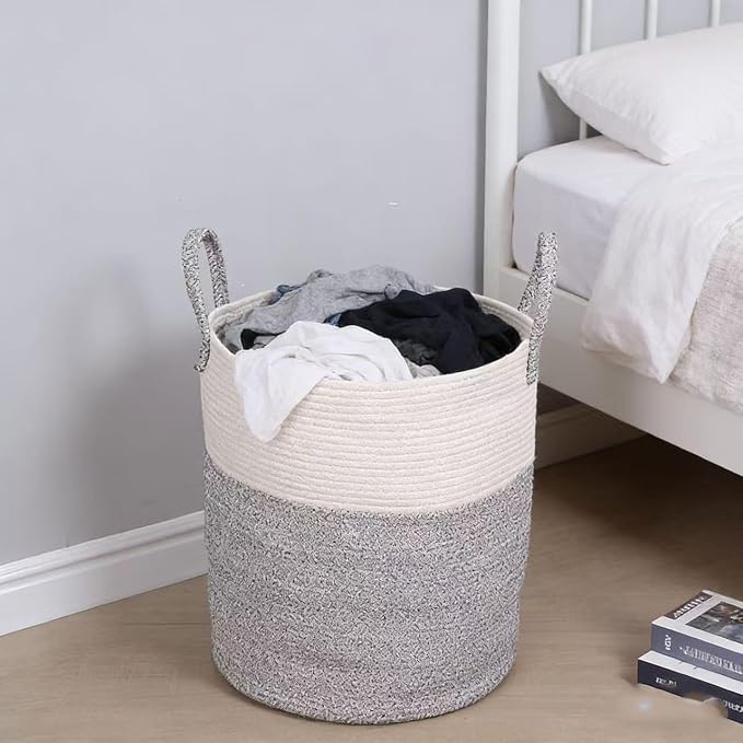 Laundry Basket, Woven Cotton Rope Laundry Hamper, 60L - Image 7