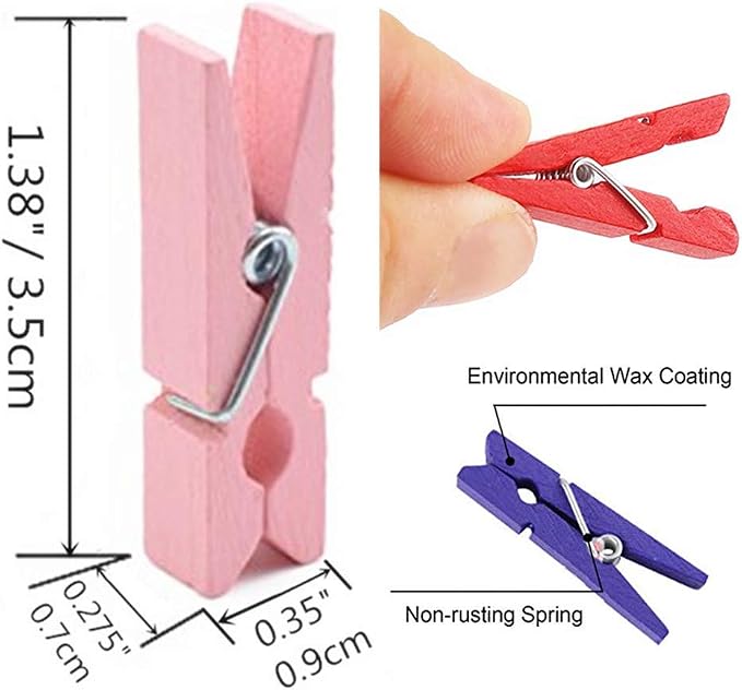 DurReus Small Wooden Clips Pictures Hanger - Image 3