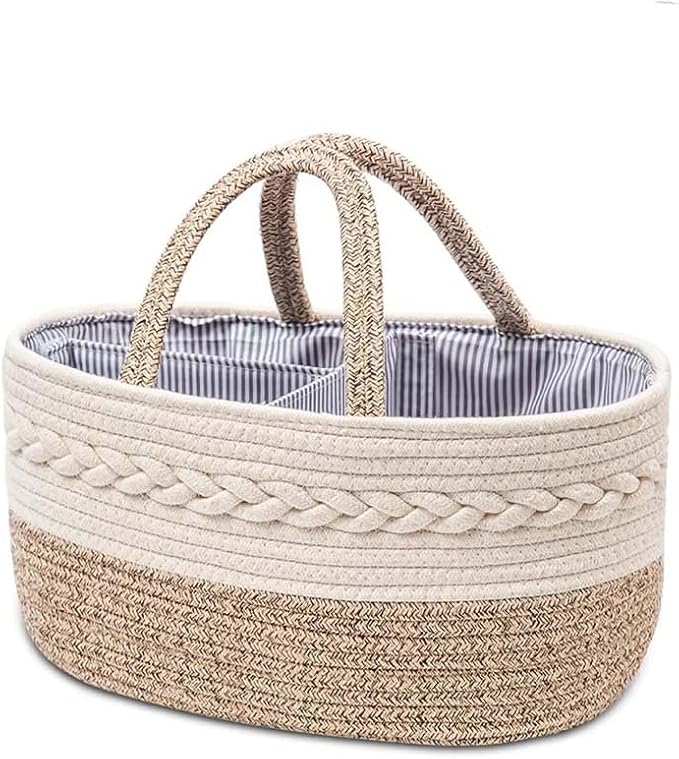 Large Cotton Rope Diaper Caddy Boho Diaper Storage Portable Car Organizer by Kamuavni