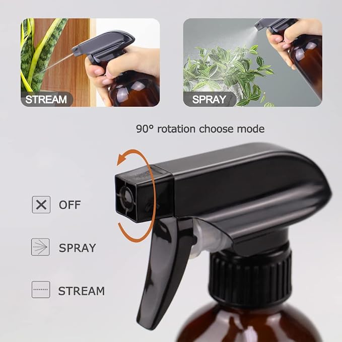 Wedama Amber Glass Spray Bottles, 2 Pack 16 oz Glass Spray Bottles - Image 2