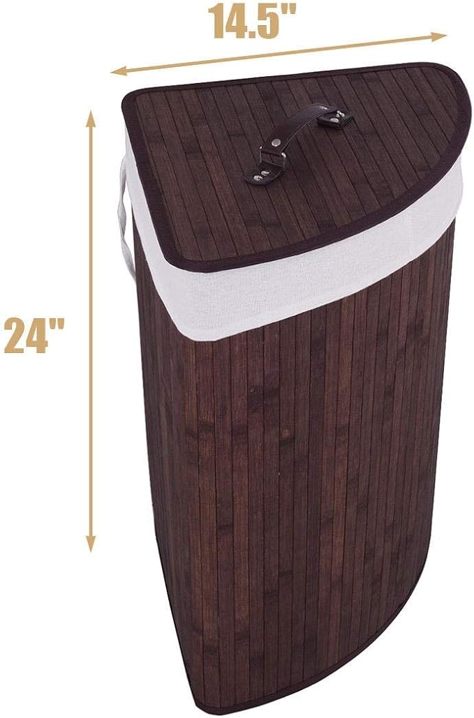 GOFLAME Corner Bamboo Laundry Hamper - Image 4