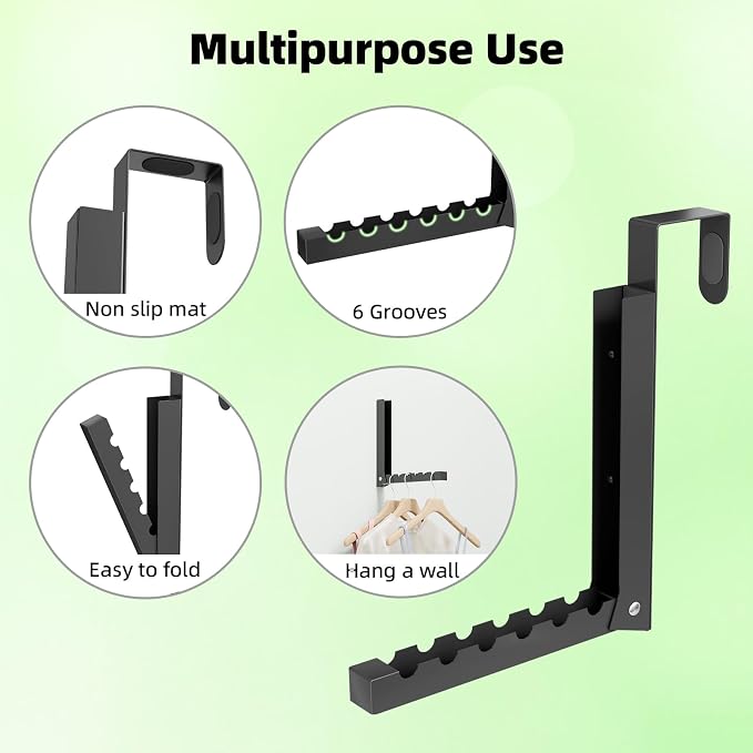 Over The Door Hanger Folding Clothes Drying Rack, Folding Hanging Coat Rack - Image 5
