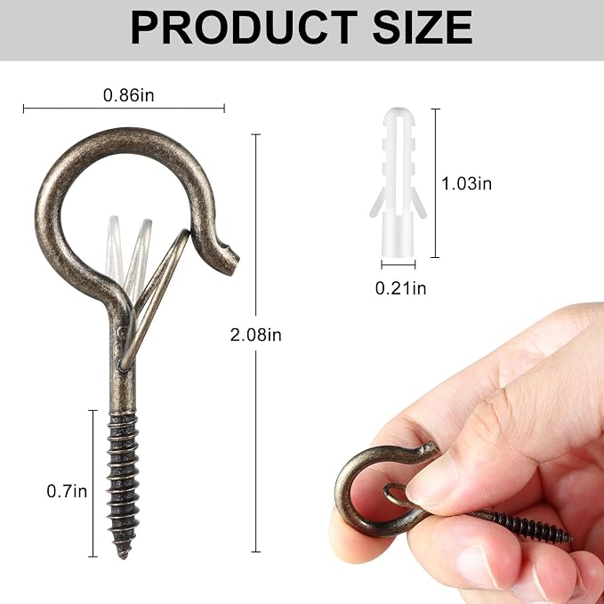 25 PCS Screw-in Hooks for Outdoor String Lights, Q Hangers Hooks Outdoor for - Image 4