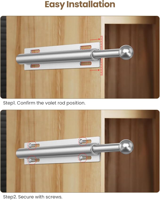 Valet Rod for Closet Pull Out, Retractable Slide Out Valet Rod Closet - Image 8
