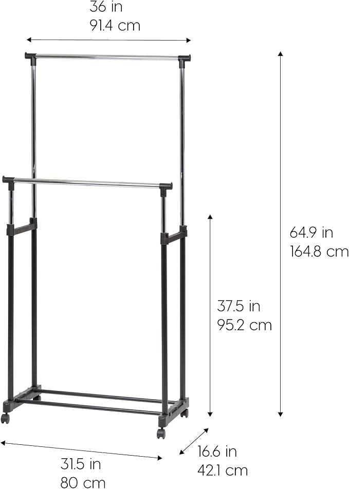 IRIS USA Clothes Rack, Portable Double-Rod Height Adjustable - Image 2