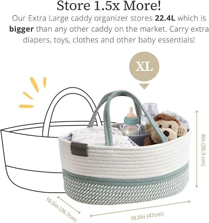 DECOMOMO Baby Caddy Organizer, Diaper Caddy Basket, Baskets - Image 3